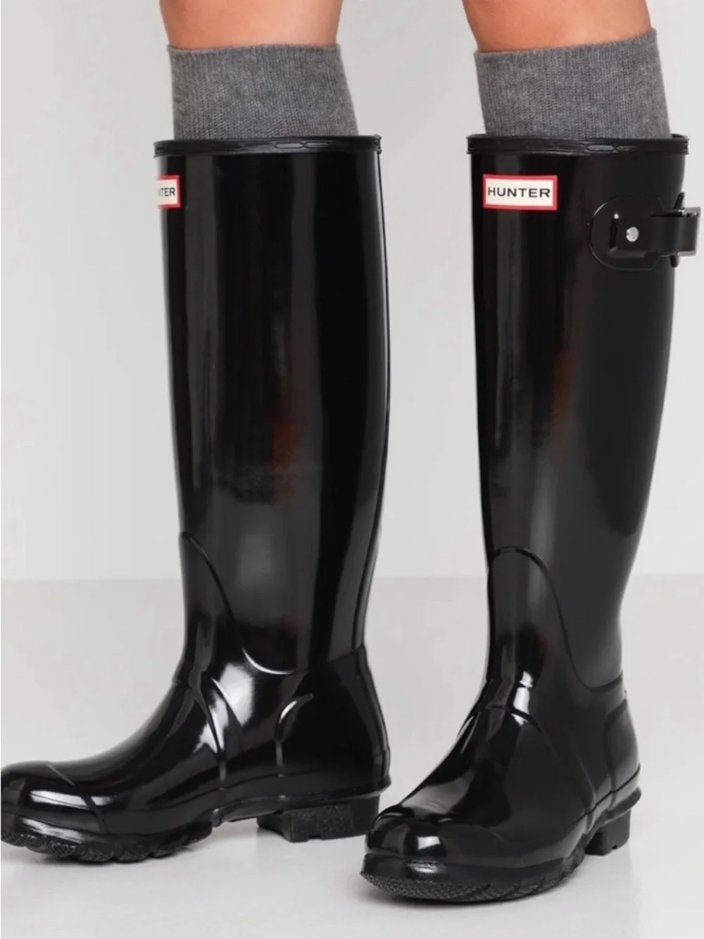Hunter Women's Gloss Black Tall Rain Boots